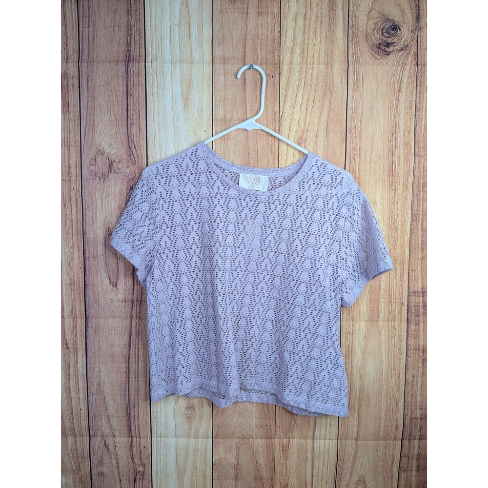 Audrey Parks Francesca's Lavender Pointelle Knit Top Womens Large